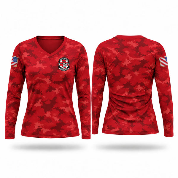 Womens Long Sleeve Vneck Shirt, AFJROTC, Air Force, Teamtime, Team time, sublimation, custom sports apparel, team uniforms, spirit wear, spiritwear, sports uniforms, custom shirts, team store, custom team store, fundraiser sports, apparel fundraiser
