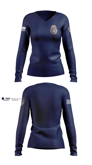 Womens Long Sleeve Vneck Shirt, Town Of Rogersville Police Dept, Police, Teamtime, Team time, sublimation, custom sports apparel, team uniforms, spirit wear, spiritwear, sports uniforms, custom shirts, team store, custom team store, fundraiser sports, apparel fundraiser