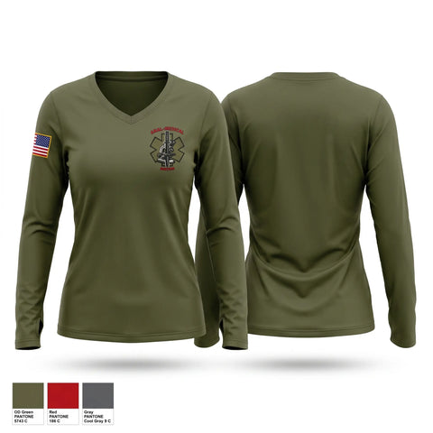 Womens Long Sleeve Vneck Shirt, 43rd WMD CST, National Guard, Teamtime, Team time, sublimation, custom sports apparel, team uniforms, spirit wear, spiritwear, sports uniforms, custom shirts, team store, custom team store, fundraiser sports, apparel fundraiser