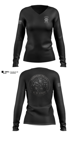 Womens Long Sleeve Vneck Shirt, Markham Police K9 Unit, Police, Teamtime, Team time, sublimation, custom sports apparel, team uniforms, spirit wear, spiritwear, sports uniforms, custom shirts, team store, custom team store, fundraiser sports, apparel fundraiser