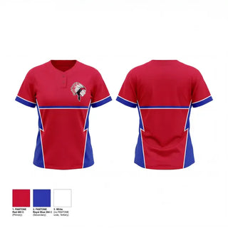 Two Button Softball Jersey, Lady Indians, Softball, Teamtime, Team time, sublimation, custom sports apparel, team uniforms, spirit wear, spiritwear, sports uniforms, custom shirts, team store, custom team store, fundraiser sports, apparel fundraiser