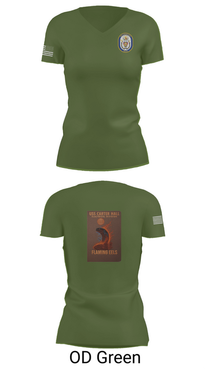 Uss Carter Hall 96042318 Women's Short Sleeve V-neck Shirt - 46