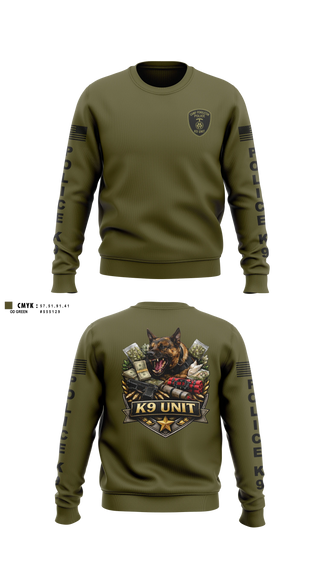 Crew Neck Sweatshirt, Camp Pendleton PMO K9, Marines, Teamtime, Team time, sublimation, custom sports apparel, team uniforms, spirit wear, spiritwear, sports uniforms, custom shirts, team store, custom team store, fundraiser sports, apparel fundraiser