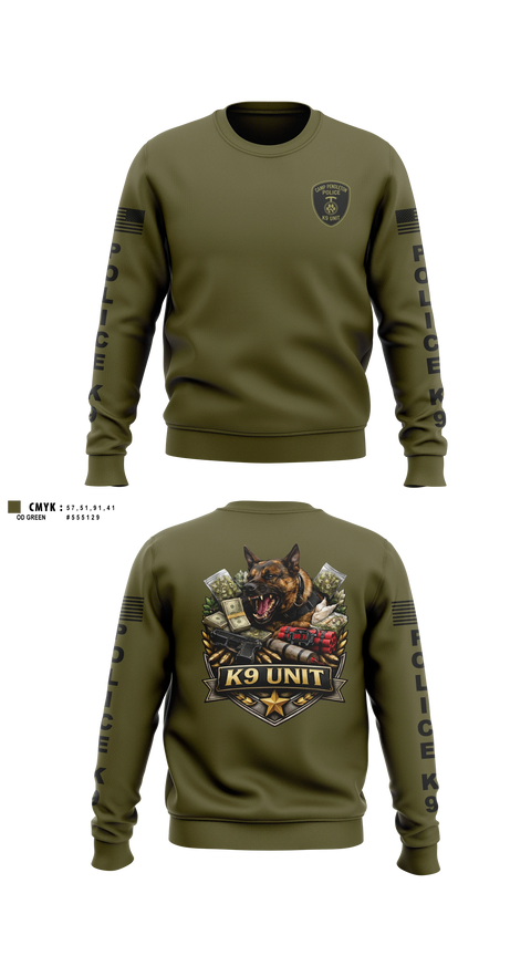 Crew Neck Sweatshirt, Camp Pendleton PMO K9, Marines, Teamtime, Team time, sublimation, custom sports apparel, team uniforms, spirit wear, spiritwear, sports uniforms, custom shirts, team store, custom team store, fundraiser sports, apparel fundraiser