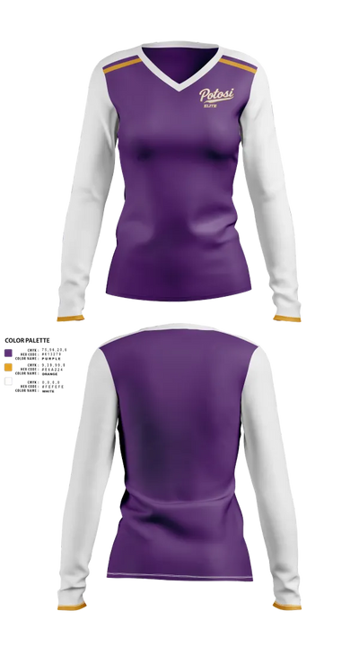 Potosi Elite 14245746 Women's Long Sleeve V-neck Shirt - 21