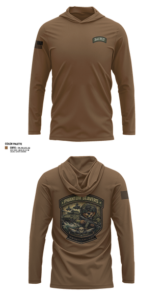 Long Sleeve Performance Shirt with hood, B Co 1-18th, Army, Teamtime, Team time, sublimation, custom sports apparel, team uniforms, spirit wear, spiritwear, sports uniforms, custom shirts, team store, custom team store, fundraiser sports, apparel fundraiser
