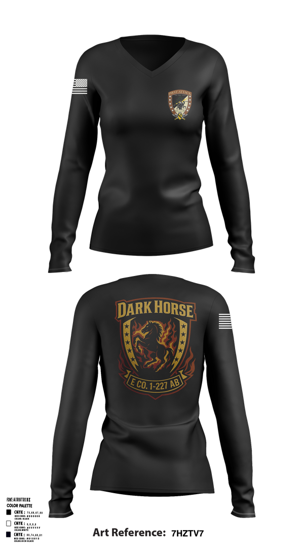Womens Long Sleeve Vneck Shirt, Echo Company, 1-227 AB, 1ACB, 1CD, , Teamtime, Team time, sublimation, custom sports apparel, team uniforms, spirit wear, spiritwear, sports uniforms, custom shirts, team store, custom team store, fundraiser sports, apparel fundraiser