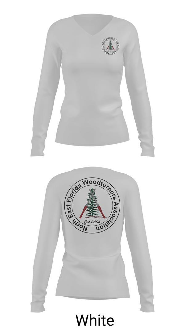 Womens Long Sleeve Vneck Shirt, Northeast Florida Woodturning Association, , Teamtime, Team time, sublimation, custom sports apparel, team uniforms, spirit wear, spiritwear, sports uniforms, custom shirts, team store, custom team store, fundraiser sports, apparel fundraiser