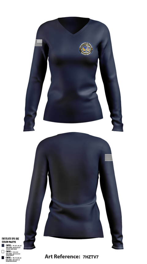 Womens Long Sleeve Vneck Shirt, Holdenville PD, Police, Teamtime, Team time, sublimation, custom sports apparel, team uniforms, spirit wear, spiritwear, sports uniforms, custom shirts, team store, custom team store, fundraiser sports, apparel fundraiser