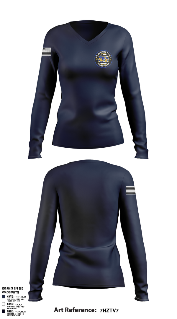 Womens Long Sleeve Vneck Shirt, Holdenville PD, Police, Teamtime, Team time, sublimation, custom sports apparel, team uniforms, spirit wear, spiritwear, sports uniforms, custom shirts, team store, custom team store, fundraiser sports, apparel fundraiser