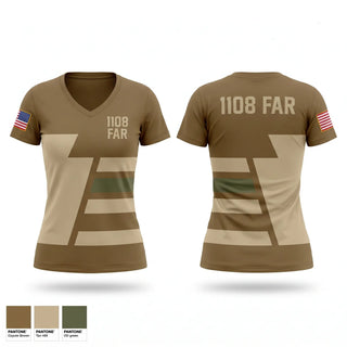 Womens Short Sleeve Vneck Shirt, 1-108 FAR, National Guard, Teamtime, Team time, sublimation, custom sports apparel, team uniforms, spirit wear, spiritwear, sports uniforms, custom shirts, team store, custom team store, fundraiser sports, apparel fundraiser
