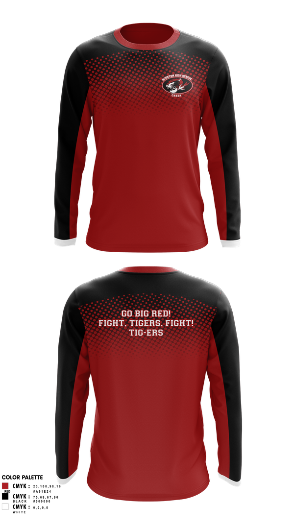 Long Sleeve Performance Shirt, Houston High School Cheer, Cheer, Teamtime, Team time, sublimation, custom sports apparel, team uniforms, spirit wear, spiritwear, sports uniforms, custom shirts, team store, custom team store, fundraiser sports, apparel fundraiser