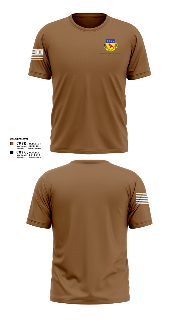 Short Sleeve Performance Shirt, Alpha BTRY 2/138th FA, National Guard, Teamtime, Team time, sublimation, custom sports apparel, team uniforms, spirit wear, spiritwear, sports uniforms, custom shirts, team store, custom team store, fundraiser sports, apparel fundraiser