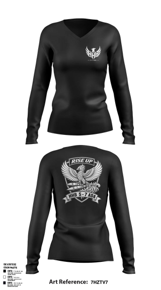 Womens Long Sleeve Vneck Shirt, HHB 5-7 ADA, Army, Teamtime, Team time, sublimation, custom sports apparel, team uniforms, spirit wear, spiritwear, sports uniforms, custom shirts, team store, custom team store, fundraiser sports, apparel fundraiser