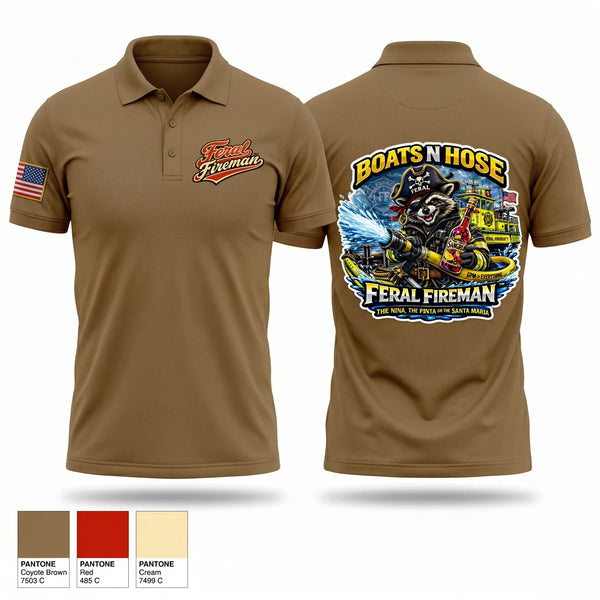 Short Sleeve Performance Polo, Feral Fireman, Fire Department, Teamtime, Team time, sublimation, custom sports apparel, team uniforms, spirit wear, spiritwear, sports uniforms, custom shirts, team store, custom team store, fundraiser sports, apparel fundraiser