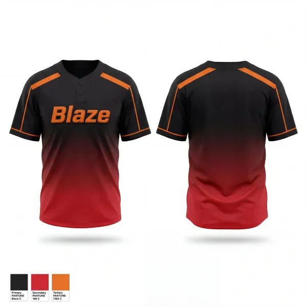 Two Button Softball Jersey, Blaze, Softball, Teamtime, Team time, sublimation, custom sports apparel, team uniforms, spirit wear, spiritwear, sports uniforms, custom shirts, team store, custom team store, fundraiser sports, apparel fundraiser