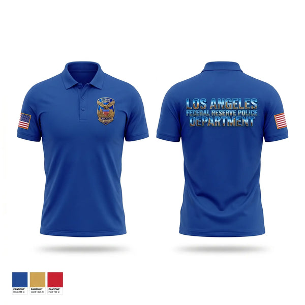 Short Sleeve Performance Polo, Federal Reserve Police DTLA, Police, Teamtime, Team time, sublimation, custom sports apparel, team uniforms, spirit wear, spiritwear, sports uniforms, custom shirts, team store, custom team store, fundraiser sports, apparel fundraiser