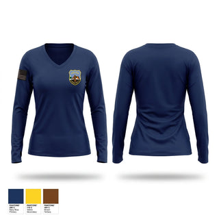 Womens Long Sleeve Vneck Shirt, Schenectady Police Department, Police, Teamtime, Team time, sublimation, custom sports apparel, team uniforms, spirit wear, spiritwear, sports uniforms, custom shirts, team store, custom team store, fundraiser sports, apparel fundraiser