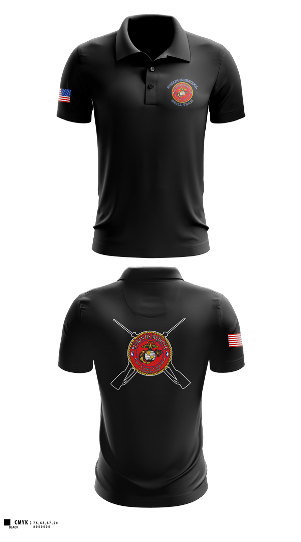 Short Sleeve Performance Polo, Ruskin Highschool MCJROTC drill team, Marines, Teamtime, Team time, sublimation, custom sports apparel, team uniforms, spirit wear, spiritwear, sports uniforms, custom shirts, team store, custom team store, fundraiser sports, apparel fundraiser