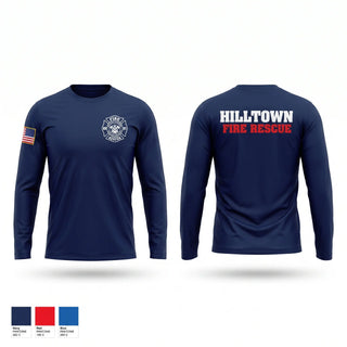 Long Sleeve Performance Shirt, Hilltown Fire Rescue, Fire Department, Teamtime, Team time, sublimation, custom sports apparel, team uniforms, spirit wear, spiritwear, sports uniforms, custom shirts, team store, custom team store, fundraiser sports, apparel fundraiser
