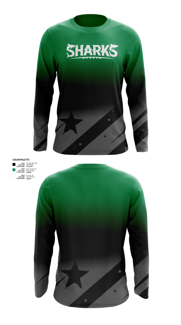 Long Sleeve Performance Shirt, Sharks, Men's Soccer, Teamtime, Team time, sublimation, custom sports apparel, team uniforms, spirit wear, spiritwear, sports uniforms, custom shirts, team store, custom team store, fundraiser sports, apparel fundraiser