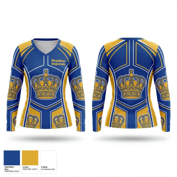 Womens Long Sleeve Vneck Shirt, Napoleon Imperials, Wrestling, Teamtime, Team time, sublimation, custom sports apparel, team uniforms, spirit wear, spiritwear, sports uniforms, custom shirts, team store, custom team store, fundraiser sports, apparel fundraiser