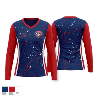 Womens Long Sleeve Vneck Shirt, G.S. Sports Performance Academy, , Teamtime, Team time, sublimation, custom sports apparel, team uniforms, spirit wear, spiritwear, sports uniforms, custom shirts, team store, custom team store, fundraiser sports, apparel fundraiser