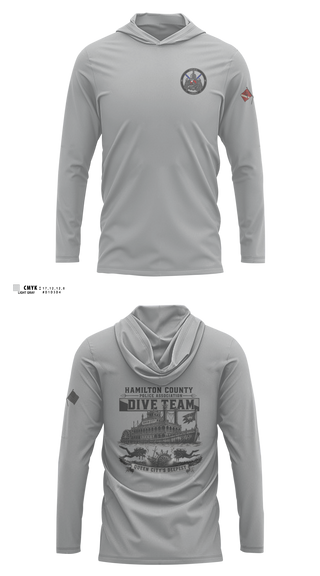 Long Sleeve Performance Shirt with hood, Hamilton County Police Association Dive Team, Police, Teamtime, Team time, sublimation, custom sports apparel, team uniforms, spirit wear, spiritwear, sports uniforms, custom shirts, team store, custom team store, fundraiser sports, apparel fundraiser