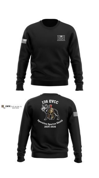 Crew Neck Sweatshirt, 136 EVCC, Army, Teamtime, Team time, sublimation, custom sports apparel, team uniforms, spirit wear, spiritwear, sports uniforms, custom shirts, team store, custom team store, fundraiser sports, apparel fundraiser