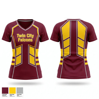 Womens Short Sleeve Vneck Shirt, Twin City Falcons, Football, Teamtime, Team time, sublimation, custom sports apparel, team uniforms, spirit wear, spiritwear, sports uniforms, custom shirts, team store, custom team store, fundraiser sports, apparel fundraiser