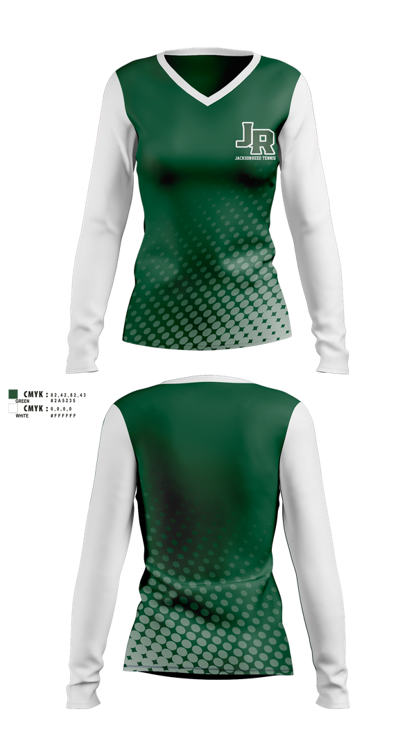 Womens Long Sleeve Vneck Shirt, Jackson-Reed Tennis, Tennis, Teamtime, Team time, sublimation, custom sports apparel, team uniforms, spirit wear, spiritwear, sports uniforms, custom shirts, team store, custom team store, fundraiser sports, apparel fundraiser