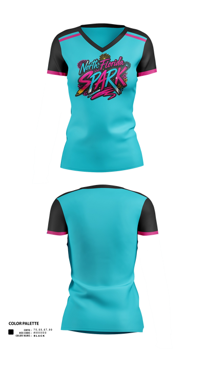 North Florida Spark 96231530 Women's Short Sleeve V-neck Shirt - 23