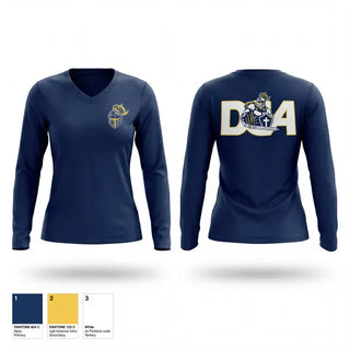Womens Long Sleeve Vneck Shirt, Danville Christian Academy, Track & Field, Teamtime, Team time, sublimation, custom sports apparel, team uniforms, spirit wear, spiritwear, sports uniforms, custom shirts, team store, custom team store, fundraiser sports, apparel fundraiser