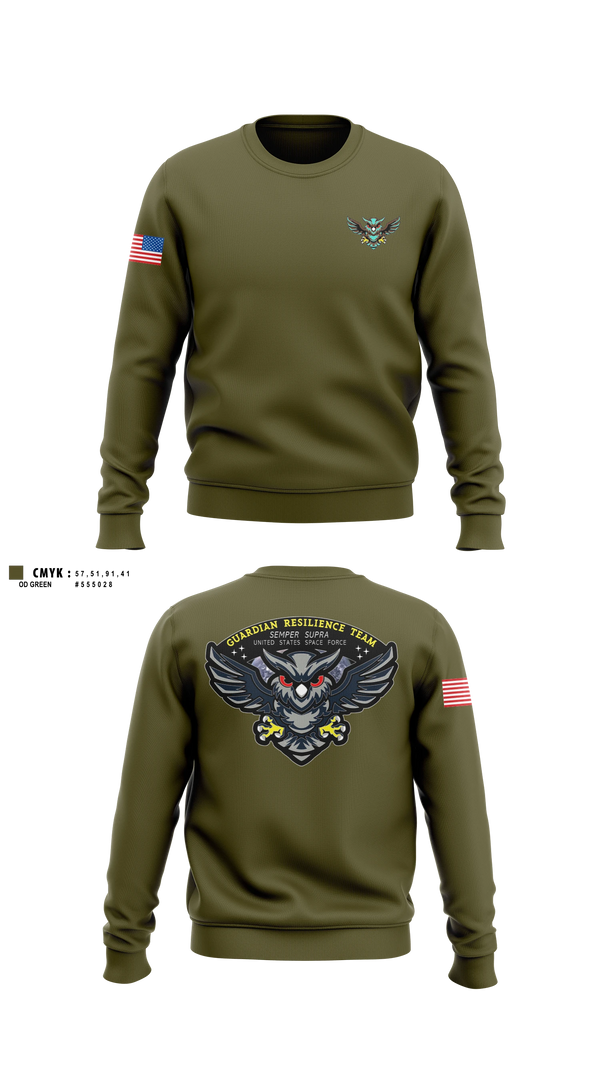Crew Neck Sweatshirt, Guardian Resilience Team, Space Force, Teamtime, Team time, sublimation, custom sports apparel, team uniforms, spirit wear, spiritwear, sports uniforms, custom shirts, team store, custom team store, fundraiser sports, apparel fundraiser