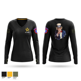 Womens Long Sleeve Vneck Shirt, Alaska Army Recruiting, Army, Teamtime, Team time, sublimation, custom sports apparel, team uniforms, spirit wear, spiritwear, sports uniforms, custom shirts, team store, custom team store, fundraiser sports, apparel fundraiser