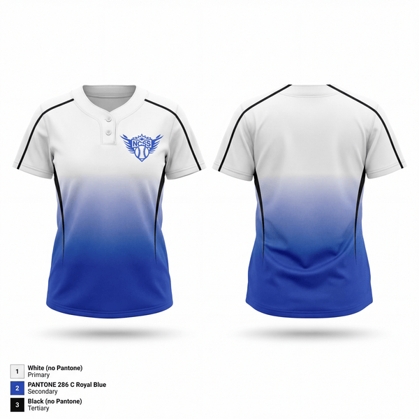 Two Button Softball Jersey, North County Senior Softball, Softball, Teamtime, Team time, sublimation, custom sports apparel, team uniforms, spirit wear, spiritwear, sports uniforms, custom shirts, team store, custom team store, fundraiser sports, apparel fundraiser