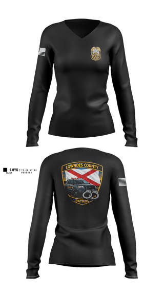 Womens Long Sleeve Vneck Shirt, Lowndes County Sheriff’s, Police, Teamtime, Team time, sublimation, custom sports apparel, team uniforms, spirit wear, spiritwear, sports uniforms, custom shirts, team store, custom team store, fundraiser sports, apparel fundraiser
