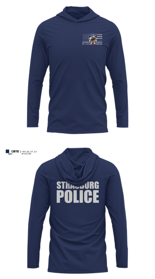 Long Sleeve Performance Shirt with hood, Strasburg Police, Police, Teamtime, Team time, sublimation, custom sports apparel, team uniforms, spirit wear, spiritwear, sports uniforms, custom shirts, team store, custom team store, fundraiser sports, apparel fundraiser