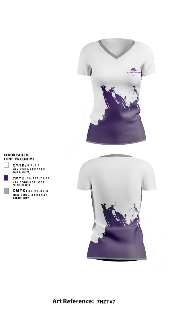 Womens Short Sleeve Vneck Shirt, Bluffton University, Golf, Teamtime, Team time, sublimation, custom sports apparel, team uniforms, spirit wear, spiritwear, sports uniforms, custom shirts, team store, custom team store, fundraiser sports, apparel fundraiser
