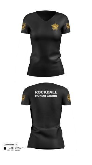 Womens Short Sleeve Vneck Shirt, Rockdale County SO Honor Guard, Police, Teamtime, Team time, sublimation, custom sports apparel, team uniforms, spirit wear, spiritwear, sports uniforms, custom shirts, team store, custom team store, fundraiser sports, apparel fundraiser