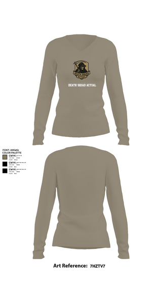 Womens Long Sleeve Vneck Shirt, Death Squad Actual, E-Sports, Teamtime, Team time, sublimation, custom sports apparel, team uniforms, spirit wear, spiritwear, sports uniforms, custom shirts, team store, custom team store, fundraiser sports, apparel fundraiser