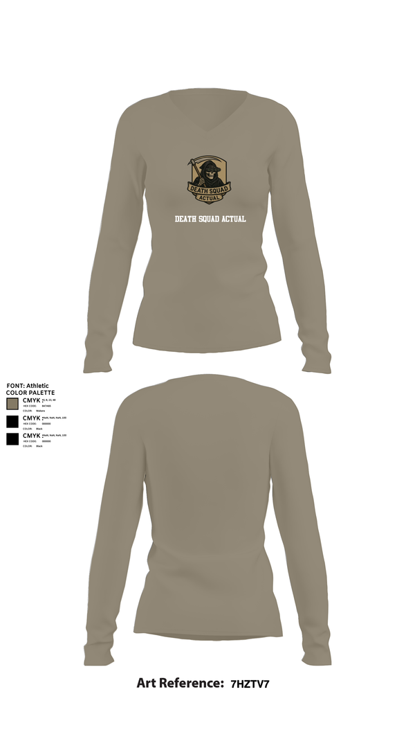 Womens Long Sleeve Vneck Shirt, Death Squad Actual, E-Sports, Teamtime, Team time, sublimation, custom sports apparel, team uniforms, spirit wear, spiritwear, sports uniforms, custom shirts, team store, custom team store, fundraiser sports, apparel fundraiser