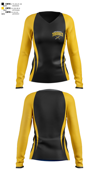 Womens Long Sleeve Vneck Shirt, Andrew Thunderbolts Golf, Golf, Teamtime, Team time, sublimation, custom sports apparel, team uniforms, spirit wear, spiritwear, sports uniforms, custom shirts, team store, custom team store, fundraiser sports, apparel fundraiser