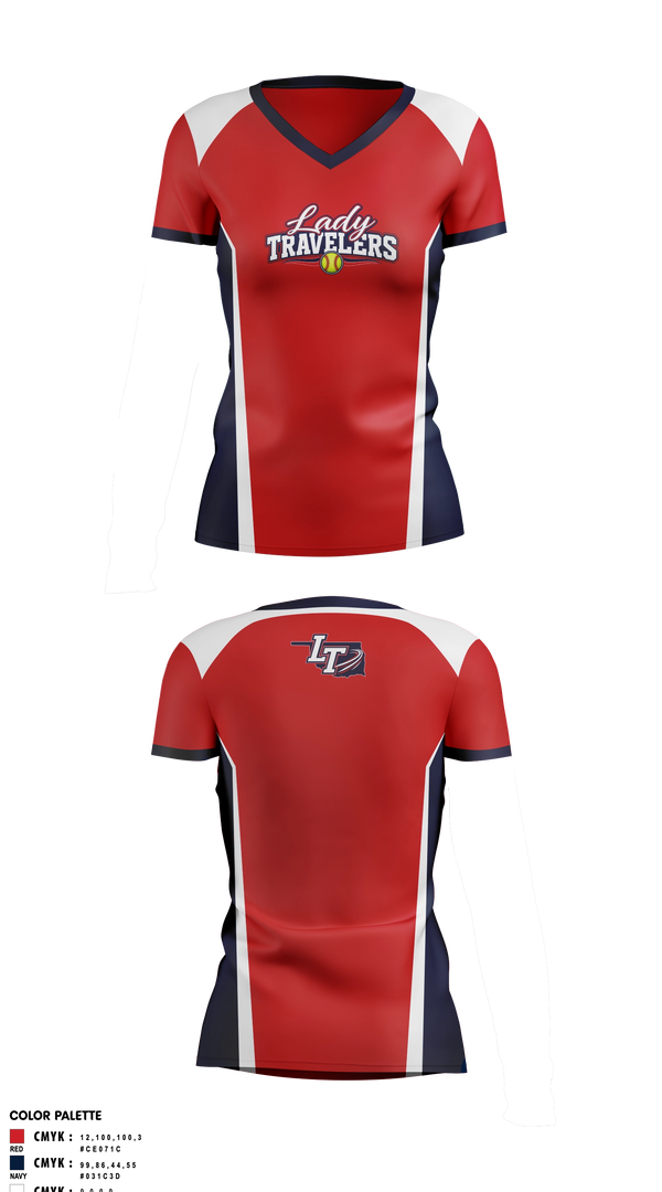 Womens Short Sleeve Vneck Shirt, Lady Travelers, Softball, Teamtime, Team time, sublimation, custom sports apparel, team uniforms, spirit wear, spiritwear, sports uniforms, custom shirts, team store, custom team store, fundraiser sports, apparel fundraiser