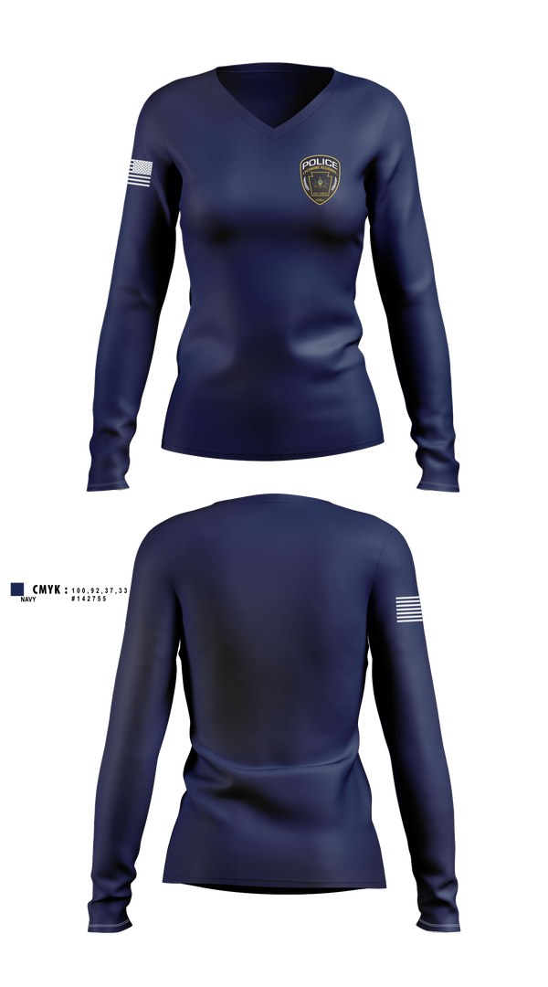 Womens Long Sleeve Vneck Shirt, Lycoming Regional Police Department, Police, Teamtime, Team time, sublimation, custom sports apparel, team uniforms, spirit wear, spiritwear, sports uniforms, custom shirts, team store, custom team store, fundraiser sports, apparel fundraiser