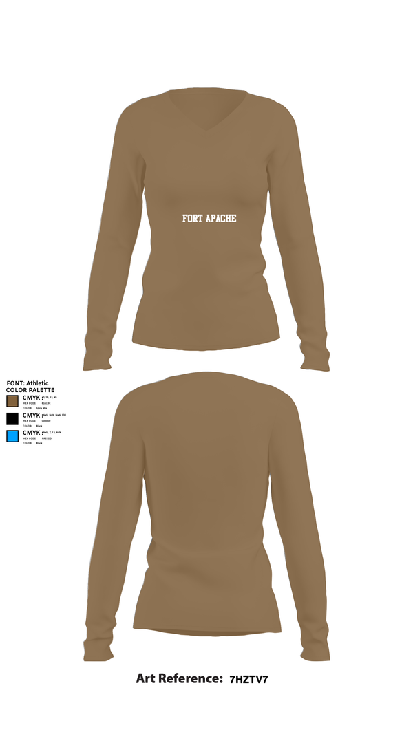 Womens Long Sleeve Vneck Shirt, Fort Apache, , Teamtime, Team time, sublimation, custom sports apparel, team uniforms, spirit wear, spiritwear, sports uniforms, custom shirts, team store, custom team store, fundraiser sports, apparel fundraiser