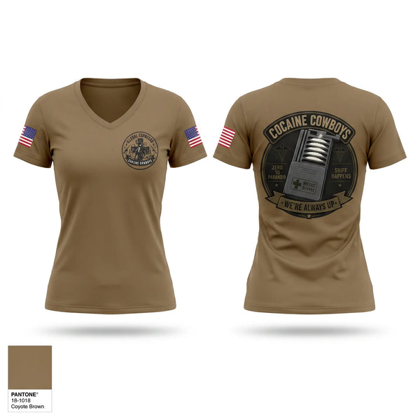 Womens Short Sleeve Vneck Shirt, Cocaine Cowboys, Army, Teamtime, Team time, sublimation, custom sports apparel, team uniforms, spirit wear, spiritwear, sports uniforms, custom shirts, team store, custom team store, fundraiser sports, apparel fundraiser
