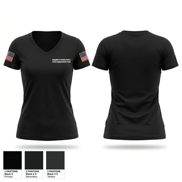 Womens Short Sleeve Vneck Shirt, Dougherty County Police Crime Suppression Team, Police, Teamtime, Team time, sublimation, custom sports apparel, team uniforms, spirit wear, spiritwear, sports uniforms, custom shirts, team store, custom team store, fundraiser sports, apparel fundraiser