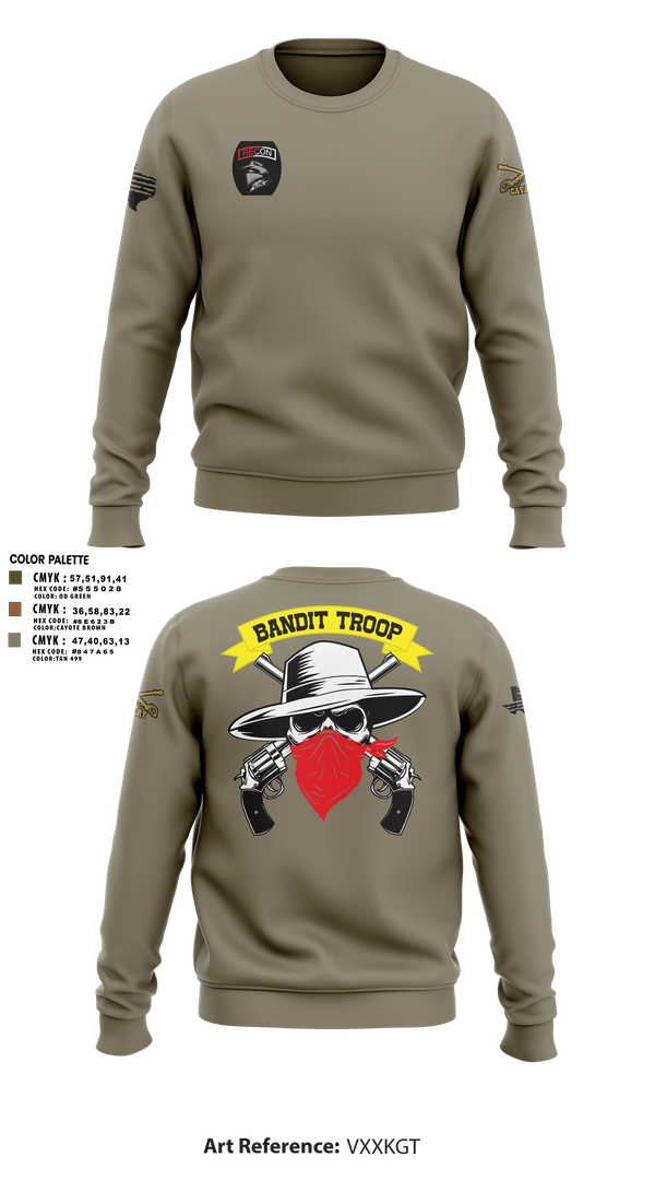 Crew Neck Sweatshirt, 6-9 bandit troop, Army, Teamtime, Team time, sublimation, custom sports apparel, team uniforms, spirit wear, spiritwear, sports uniforms, custom shirts, team store, custom team store, fundraiser sports, apparel fundraiser