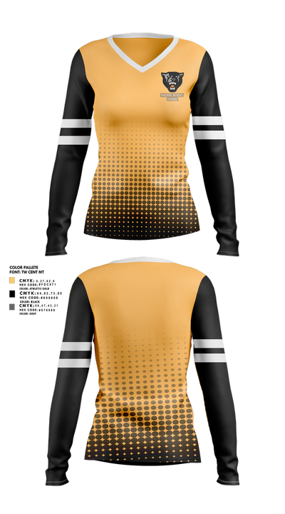 Northwestern Lehigh Tigers 26810630 Women's Long Sleeve V-neck Shirt - 1